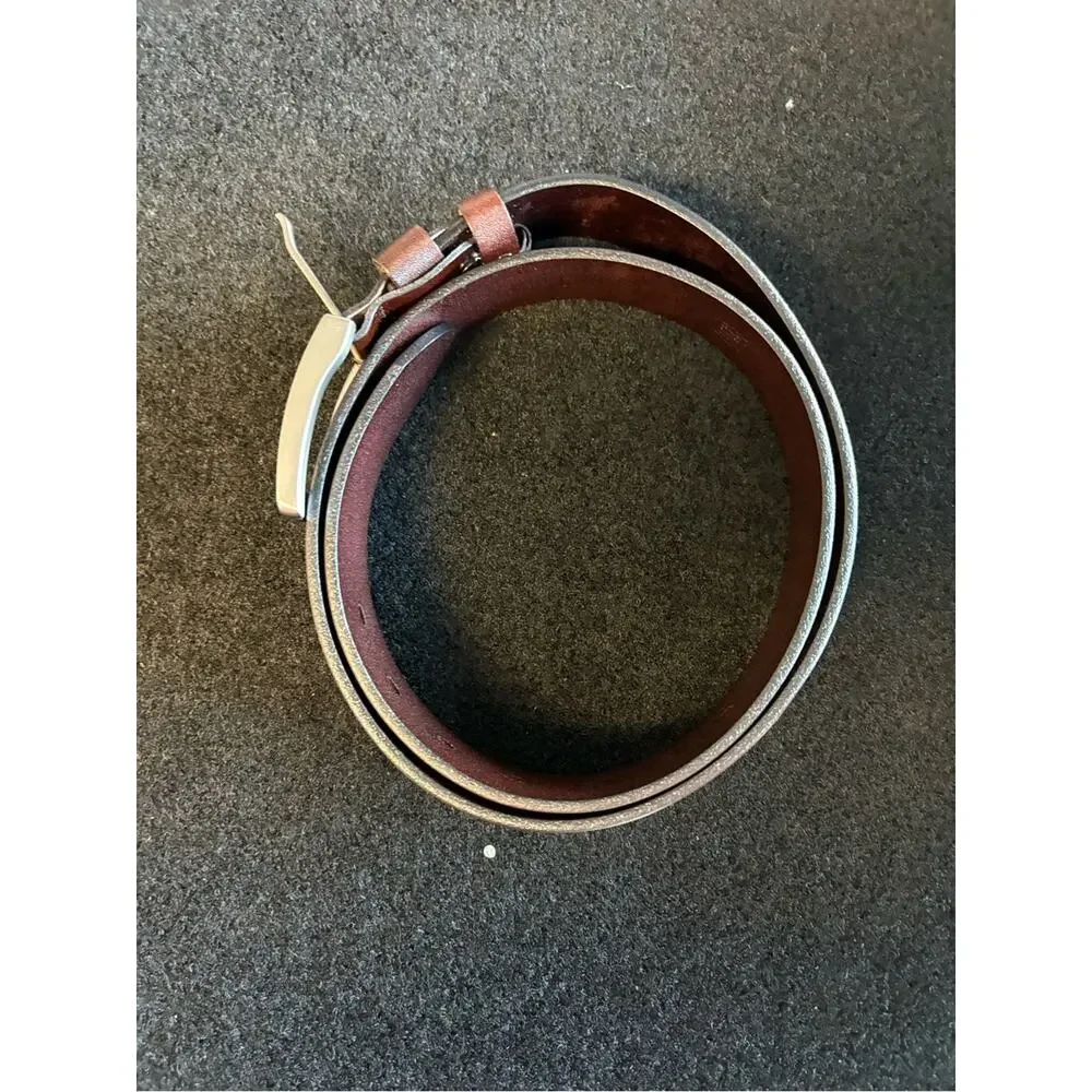 Men’s Brown Leather Belt Gunmetal Buckle 2” Wide Size XL